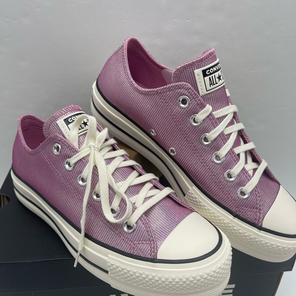 Converse WMNS Chuck Taylor All Star Lift Ox Platform Sparkle Low Top Sneakers - Picture 8 of 16